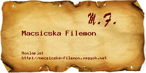 Macsicska Filemon névjegykártya